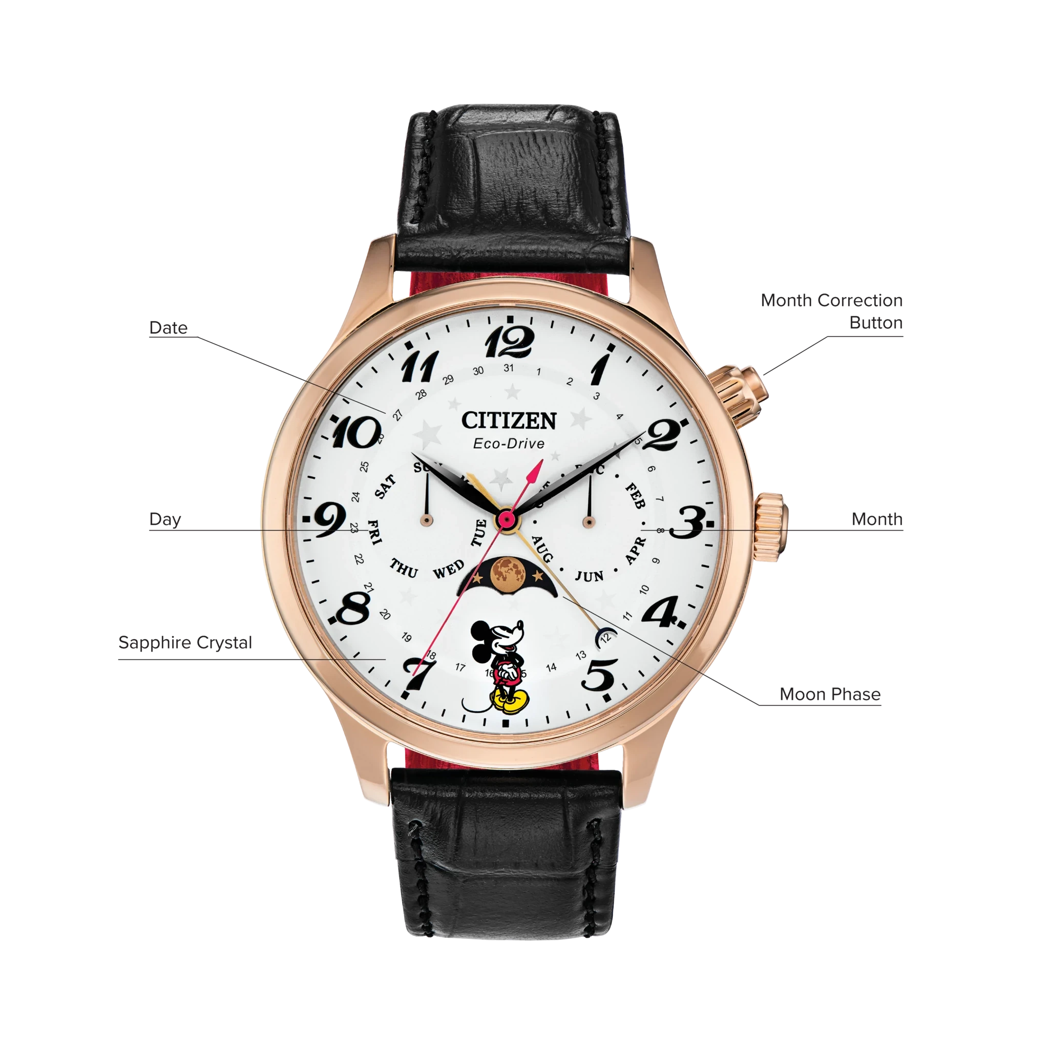 Mickey Mouse White Dial Leather Strap AP1053-15W | CITIZEN